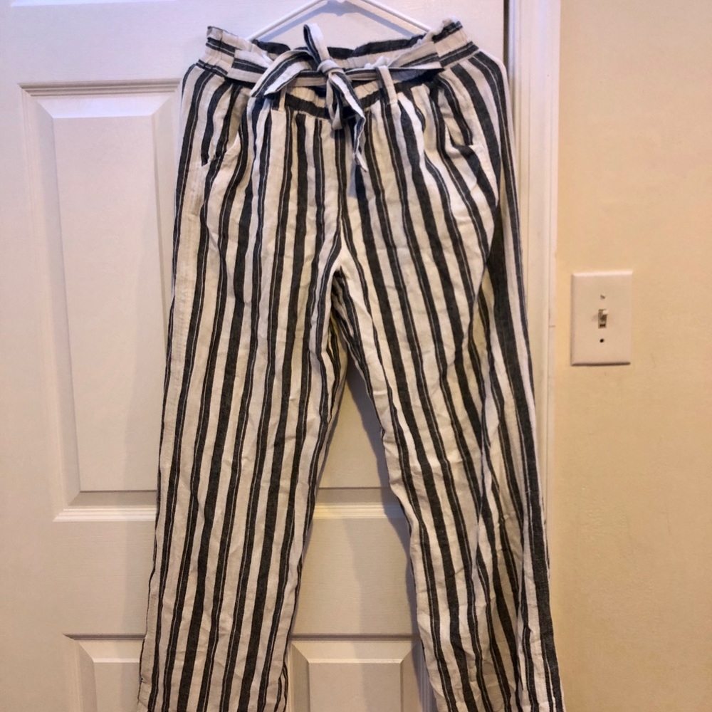 black and white stripped pants